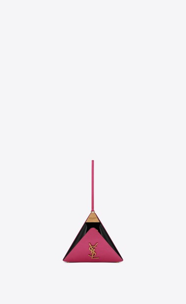 Pyramiden-Clutch aus pinkfarbenem Leder